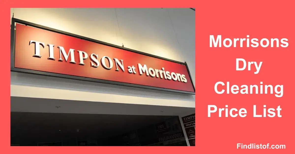 morrisons dry cleaning price list