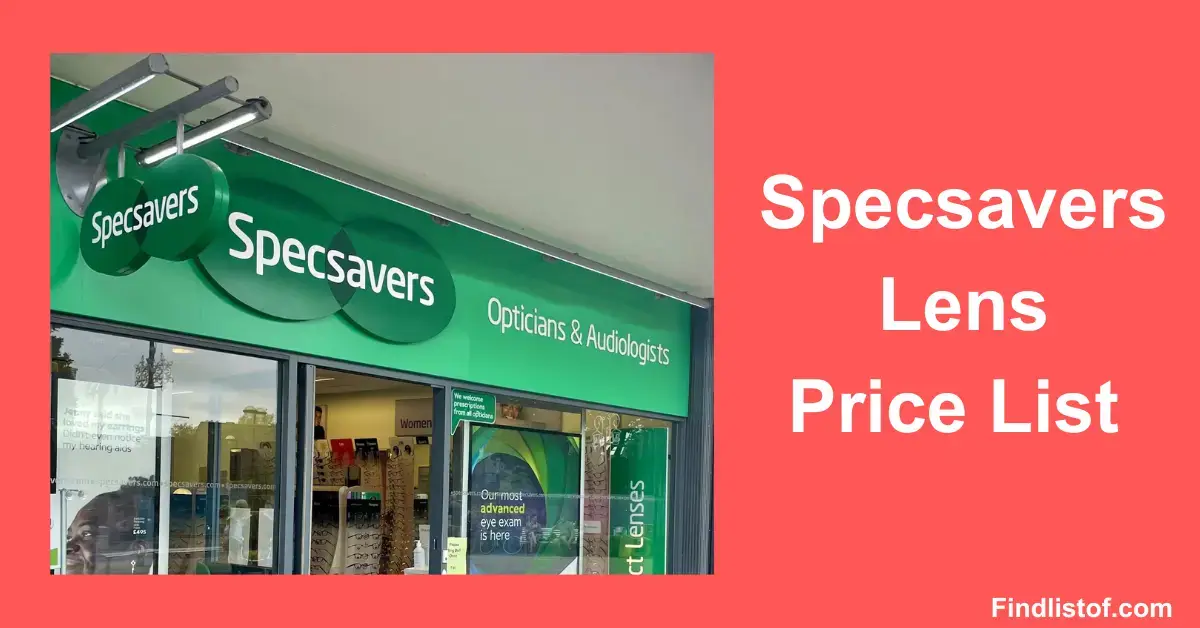 Specsavers Lens Price List