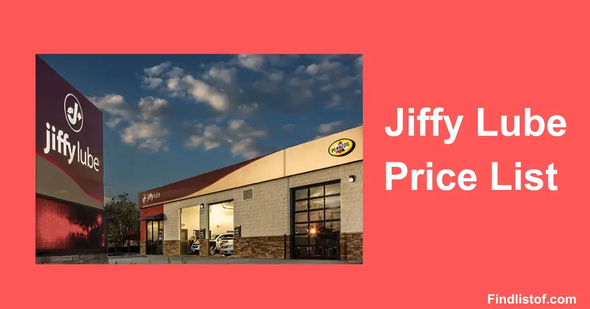 Jiffy Lube Price List