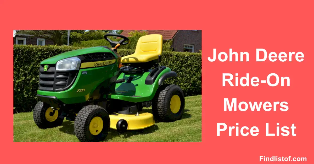 John Deere Ride-On Mowers Price List