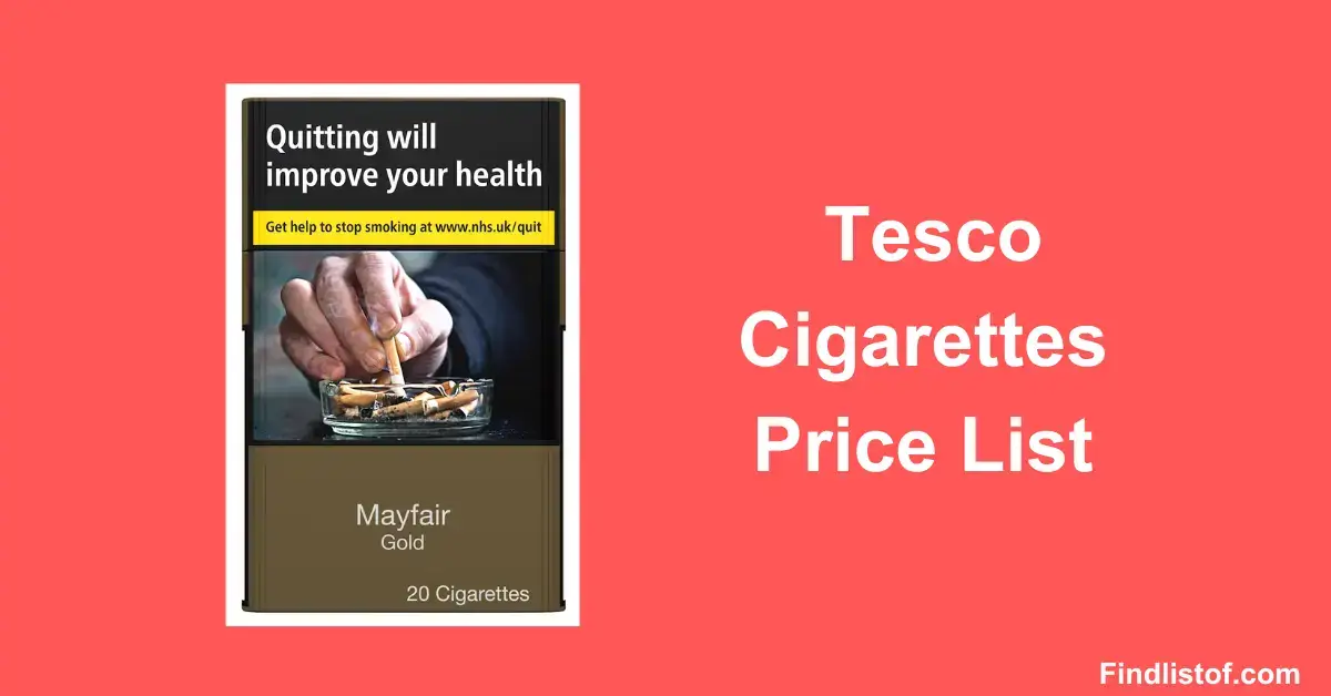 Tesco Cigarettes Price List
